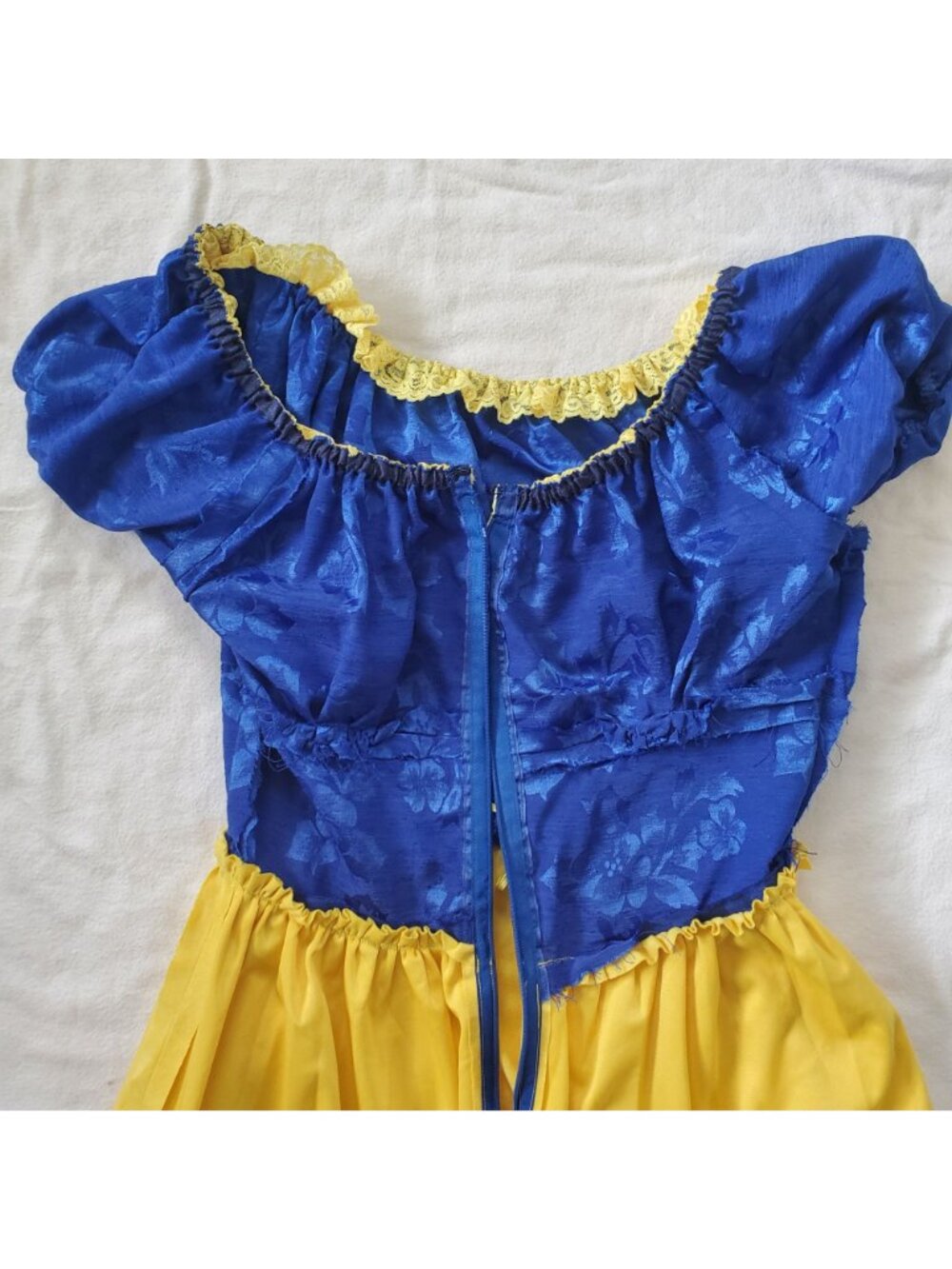 Costume Dress Corset Blue Yellow Short Sleeve Snow White Inspired Handmade - Picture 12 of 14